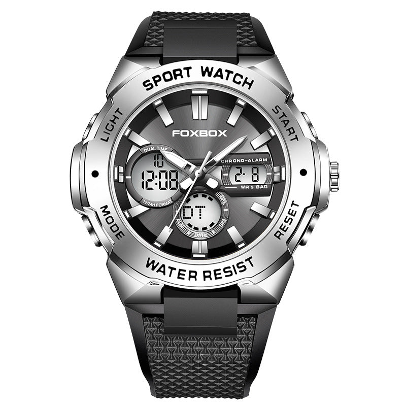 FOXBOX Double Display Multi-function Sports Men's Waterproof Luminous Quartz Watch