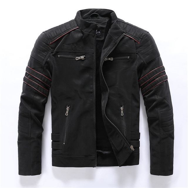 Retro Motorcycle Style Men's Faux Leather Jacket