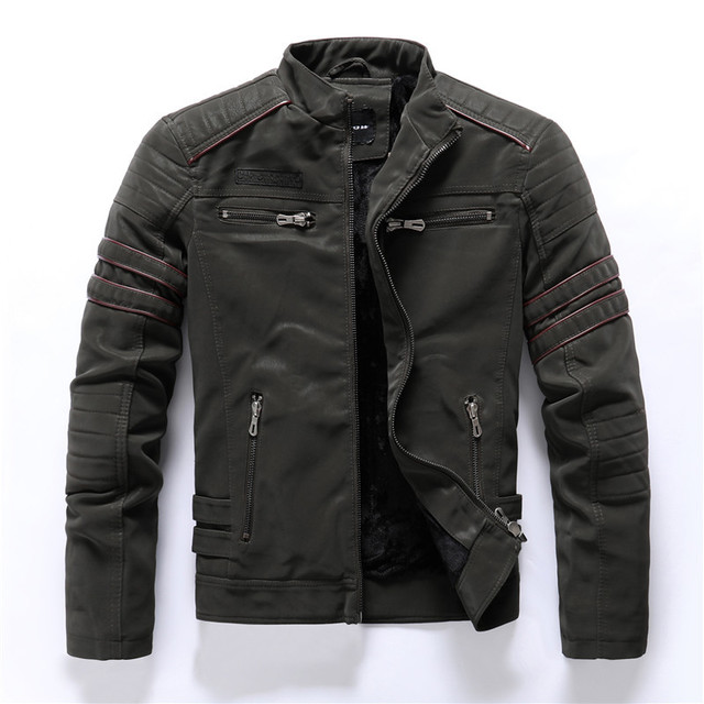 Retro Motorcycle Style Men's Faux Leather Jacket