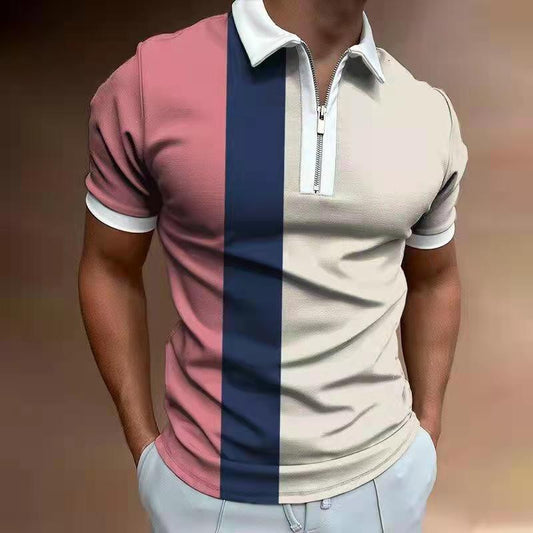 Men's Polo T-Shirt Striped Printed